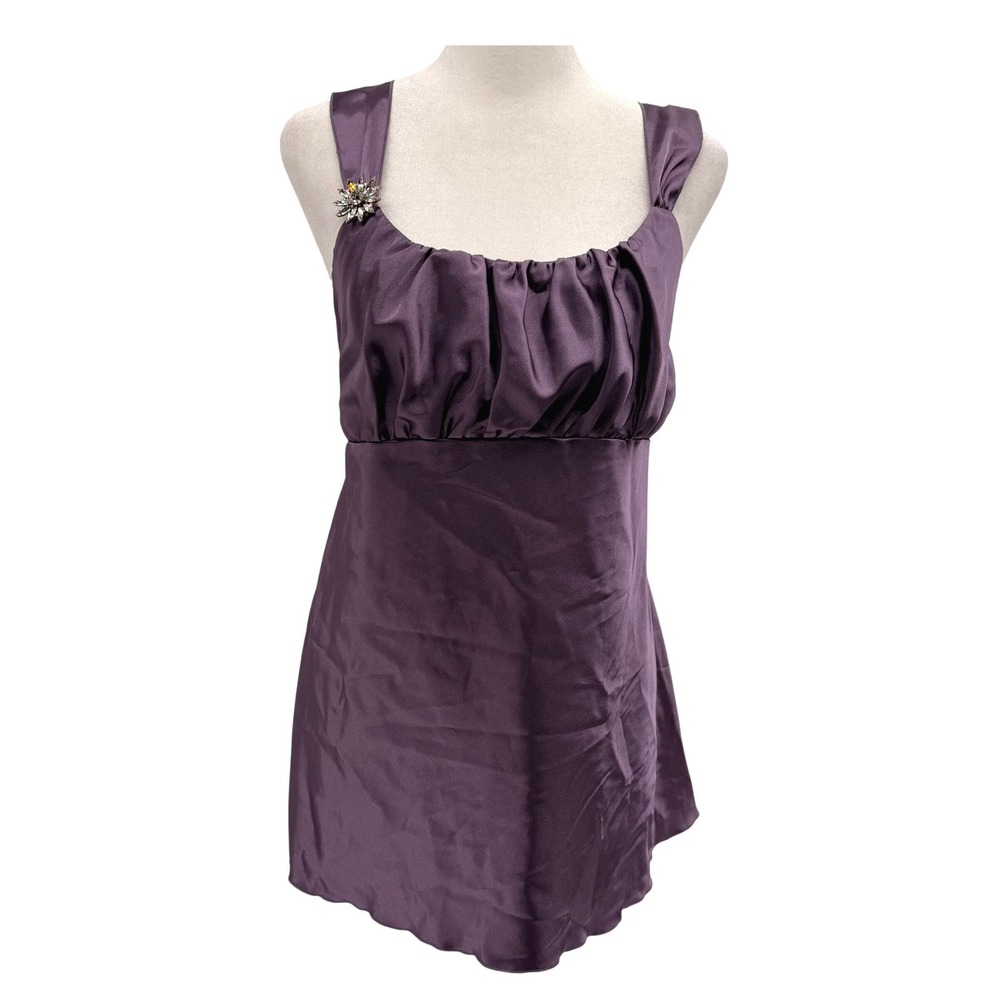 Y2K‎ Baby Doll Tank Top Aqua Blues Size Small Plum Purple Regency Core